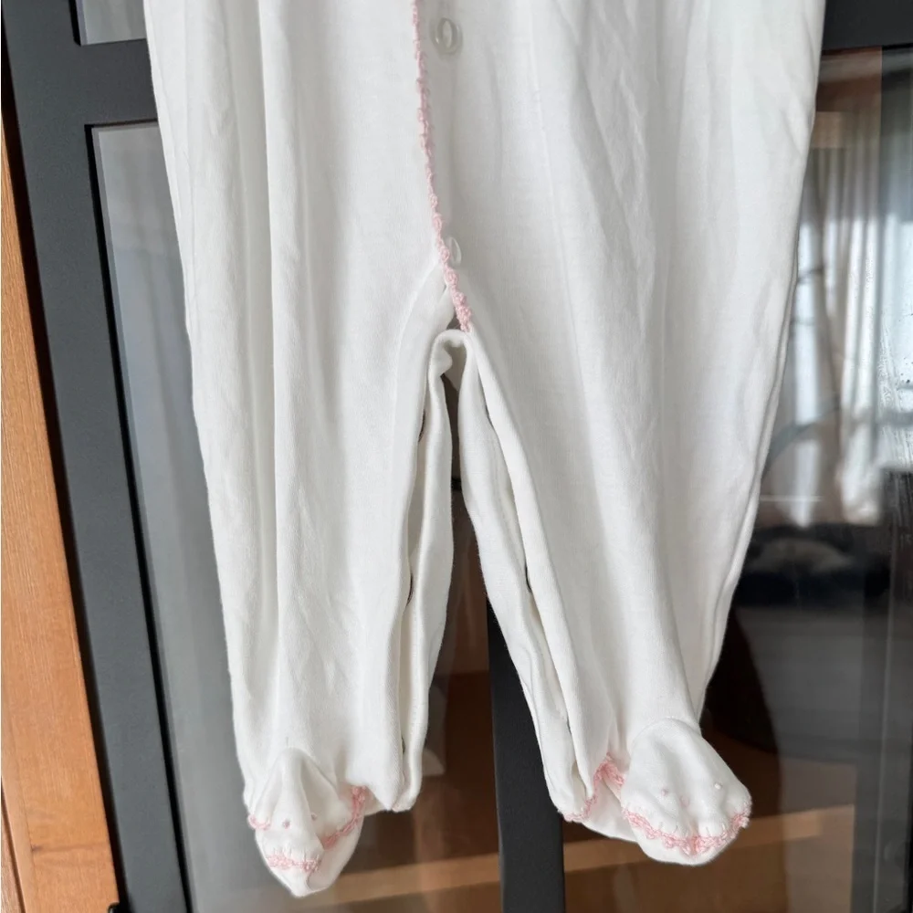 Pixie Lily pima footies embroidered romper coverall cotton french knots snaps